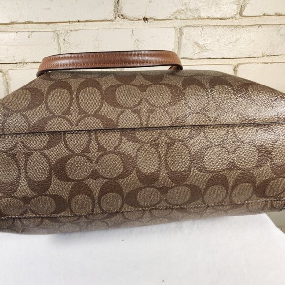 Euc Coach Signature C's Khaki Peyton Shoulder Bag Handbag Purse - Picture 10 of 14